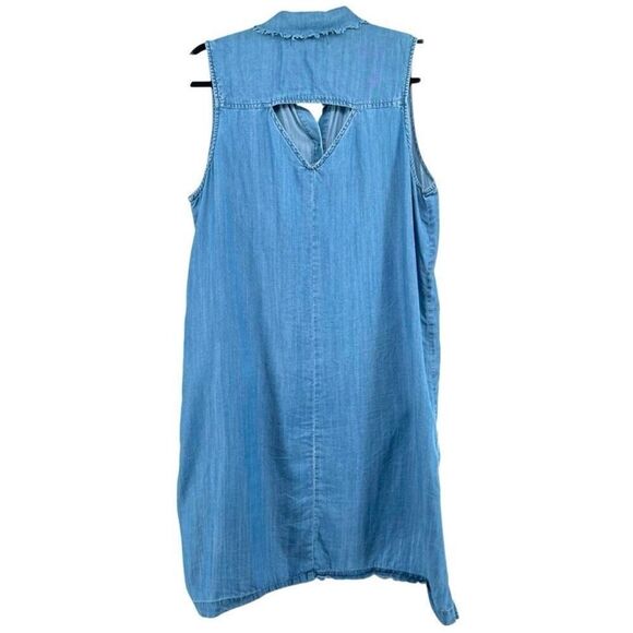 Billy T Blue Lyocell Chambray Hi-Low Button Front Boho Denim Dress Medium - Picture 9 of 15